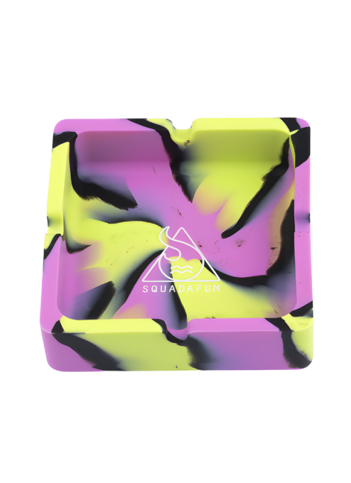SQUADAFUM CINZEIRO SILICONE QUADRADO - MIX PRETO ROSA E VERDE