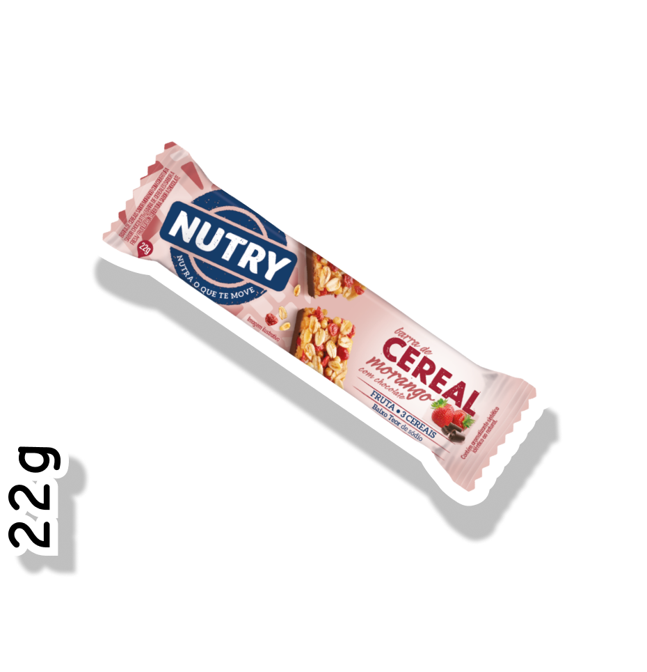 NUTRY BARRINHA DE CEREAL 22G - MORANGO COM CHOCOLATE