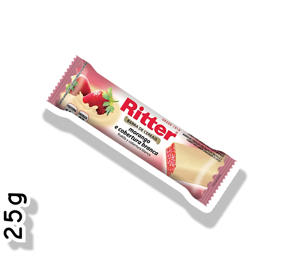 RITTER BARRA DE CEREAL 25G - MORANGO E COBERTURA BRANCA