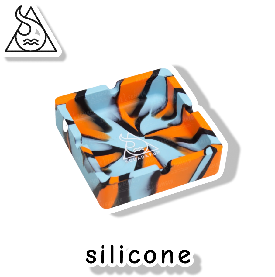 SQUADAFUM CINZEIRO SILICONE QUADRADO - MIX AZUL CLARO LARANJA E PRETO