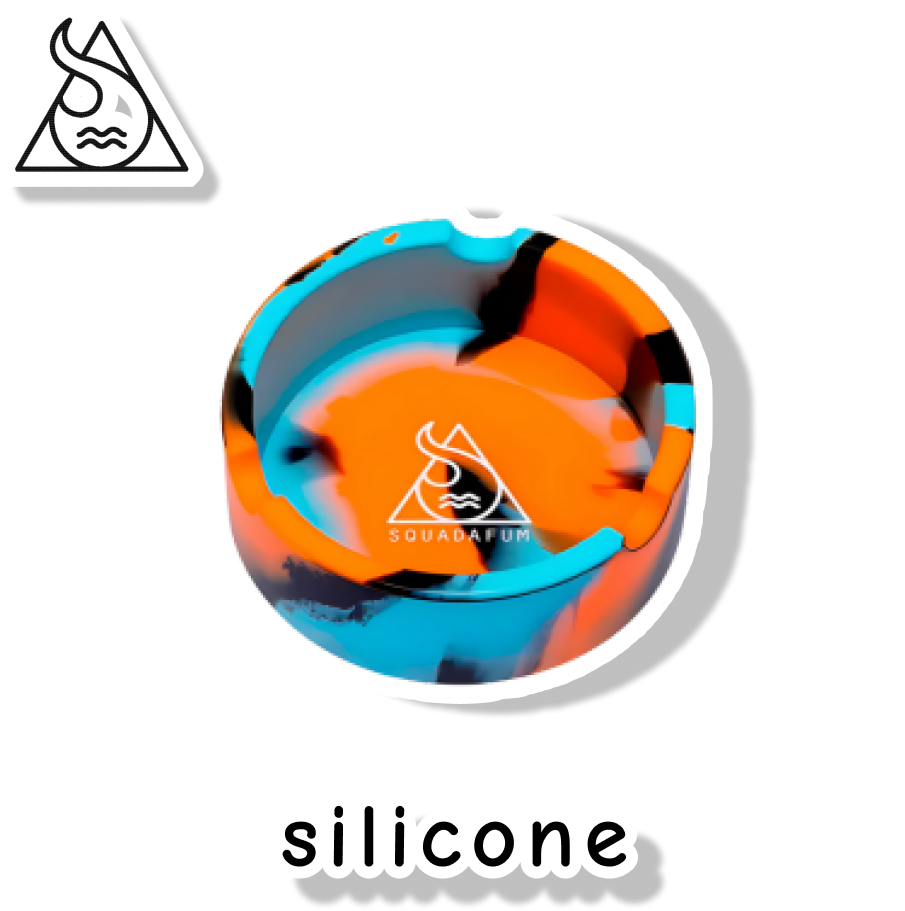 SQUADAFUM CINZEIRO SILICONE REDONDO - MIX AZUL CLARO LARANJA E PRETO