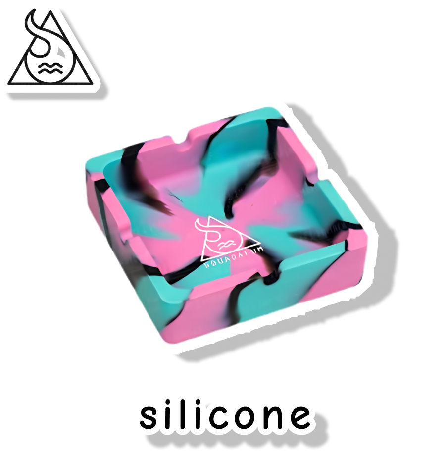 SQUADAFUM CINZEIRO SILICONE QUADRADO - MIX PRETO ROSA E VERDE
